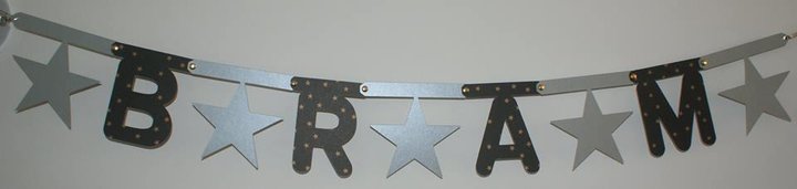 Naamslinger met sterren, lettertype Rond Naamslinger met sterren, lettertype Rond