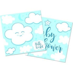 BabyShower Wolk Servetten Blauw, 20 stuks BabyShower Wolk Servetten Blauw, 20 stuks