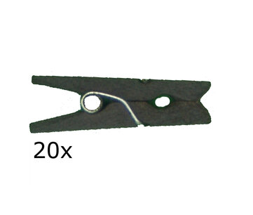 Zwart:Antraciet Wasknijpers mini, 20 stuks Zwart:Antraciet Wasknijpers mini, 20 stuks
