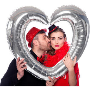 Folie selfie frame Hart Zilver, 80x70 cm Folie selfie frame Hart Zilver, 80x70 cm