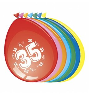 35 jaar, Ballonnen, 8 stuks, assorti 35 jaar, Ballonnen, 8 stuks, assorti
