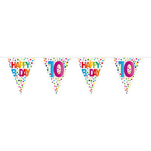 10 jaar Happy Bday Dots Vlaggenlijn, 10 meter 10 jaar Happy Bday Dots Vlaggenlijn, 10 meter