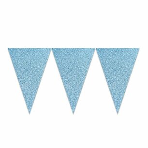 Blauw, lichtblauw Glitterslinger, 6 m, 20x30 Blauw, lichtblauw Glitterslinger, 6 m, 20x30