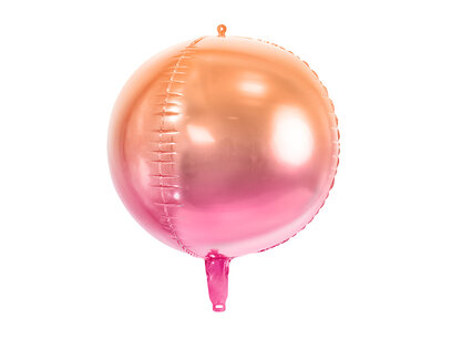 Orb ombré roze/oranje folie ballon, 35cm Orb ombré roze/oranje folie ballon, 35cm