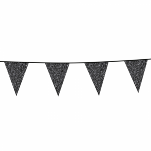 Zwart glitterslinger, 6 meter, 20x30 Zwart glitterslinger, 6 meter, 20x30