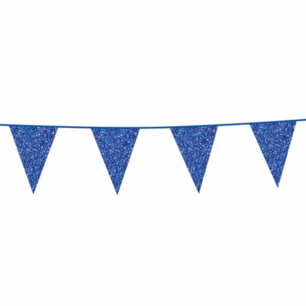 Blauw glitterslinger, 6 meter, 20x30 Blauw glitterslinger, 6 meter, 20x30
