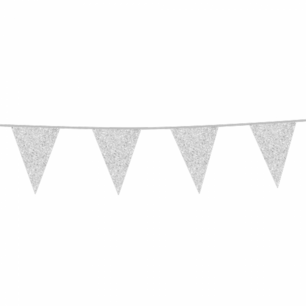 Zilver glitterslinger, 6 meter, 20x30 Zilver glitterslinger, 6 meter, 20x30