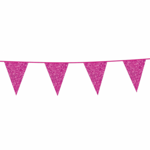 Roze, fuchsia/pink glitterslinger, 6 meter, 20x30 Roze, fuchsia/pink glitterslinger, 6 meter, 20x30