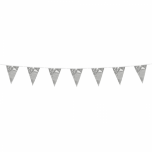 Zilver, mini Vlaggenlijn, 3 meter Zilver, mini Vlaggenlijn, 3 meter