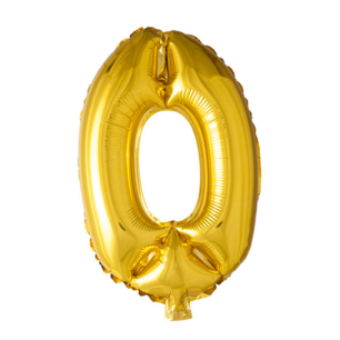 Folie Ballon Cijfer 0 Goud, 41 cm Folie Ballon Cijfer 0 Goud, 41 cm