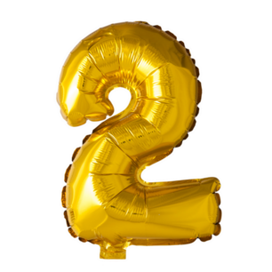 Folie Ballon Cijfer 2 Goud, 41 cm Folie Ballon Cijfer 2 Goud, 41 cm