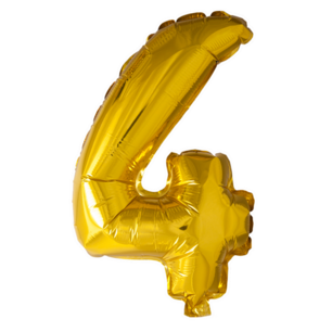 Folie Ballon Cijfer 4 Goud, 41 cm Folie Ballon Cijfer 4 Goud, 41 cm