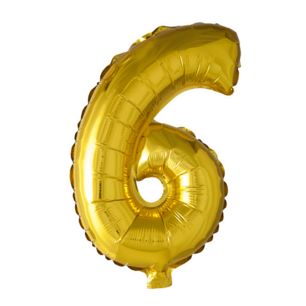 Folie Ballon Cijfer 6 Goud, 41 cm Folie Ballon Cijfer 6 Goud, 41 cm