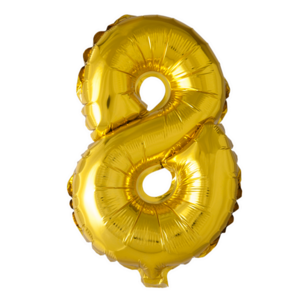 Folie Ballon Cijfer 8 Goud, 41 cm Folie Ballon Cijfer 8 Goud, 41 cm