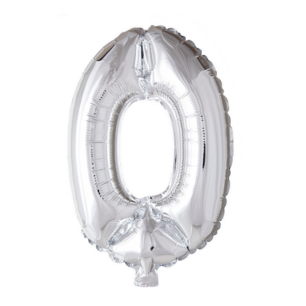 Folie Ballon Cijfer 0 Zilver, 41 cm Folie Ballon Cijfer 0 Zilver, 41 cm