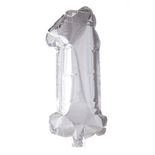 Folie Ballon Cijfer 1 Zilver, 41 cm Folie Ballon Cijfer 1 Zilver, 41 cm