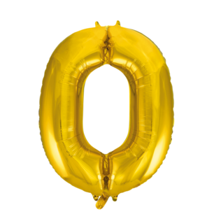 Folie Ballon Cijfer 0 Goud, 86 cm Folie Ballon Cijfer 0 Goud, 86 cm