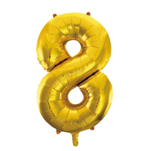 Folie Ballon Cijfer 8 Goud, 86 cm Folie Ballon Cijfer 8 Goud, 86 cm