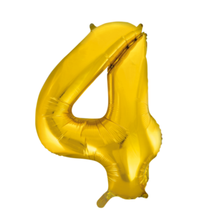 Folie Ballon Cijfer 4 Goud, 86 cm Folie Ballon Cijfer 4 Goud, 86 cm