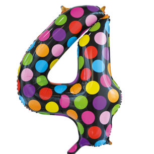 Folie Ballon Cijfer 4 Dots, 86 cm Folie Ballon Cijfer 4 Dots, 86 cm