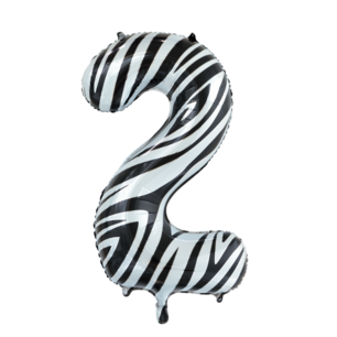 Folie Ballon Cijfer 2 Zebra, 86 cm Folie Ballon Cijfer 2 Zebra, 86 cm