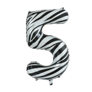 Folie Ballon Cijfer 5 Zebra, 86 cm Folie Ballon Cijfer 5 Zebra, 86 cm