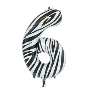 Folie Ballon Cijfer 6 Zebra, 86 cm Folie Ballon Cijfer 6 Zebra, 86 cm
