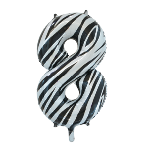 Folie Ballon Cijfer 8 Zebra, 86 cm Folie Ballon Cijfer 8 Zebra, 86 cm