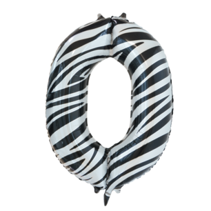 Folie Ballon Cijfer 0 Zebra, 86 cm Folie Ballon Cijfer 0 Zebra, 86 cm