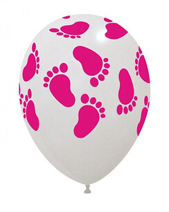 Babyvoetjes Ballon wit met roze voetjes, 30cm Babyvoetjes Ballon wit met roze voetjes, 30cm