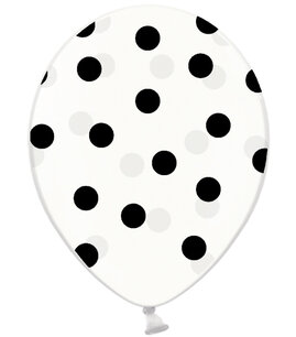 Transparant met zwart Polka dots Ballon, 30cm Transparant met zwart Polka dots Ballon, 30cm