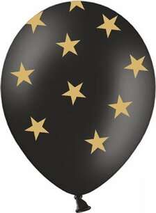 Zwart met gouden sterren Ballon, 30cm Zwart met gouden sterren Ballon, 30cm
