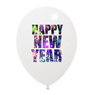 Happy New Year ballonnen fireworks, 6 stuks, 30cm Happy New Year ballonnen fireworks, 6 stuks, 30cm