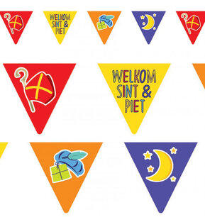 Welkom Sint & Piet vlaggenlijn, 6 meter Welkom Sint & Piet vlaggenlijn, 6 meter