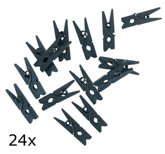 Zwart Wasknijpers mini, 24 stuks Zwart Wasknijpers mini, 24 stuks