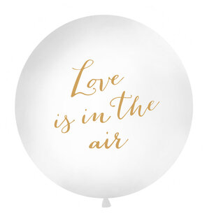 XL ballon wit 'Love is in the air' (gouden letters), 1 m XL ballon wit 'Love is in the air' (gouden letters), 1 m