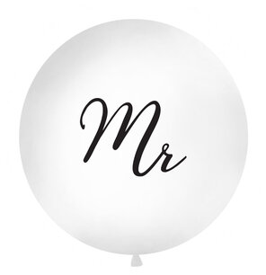 XL ballon wit Mr (zwarte letters), 1 m XL ballon wit Mr (zwarte letters), 1 m