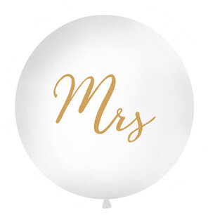 XL ballon wit Mrs (gouden letters), 1 m XL ballon wit Mrs (gouden letters), 1 m