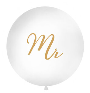 XL ballon wit Mr (gouden letters), 1 m XL ballon wit Mr (gouden letters), 1 m