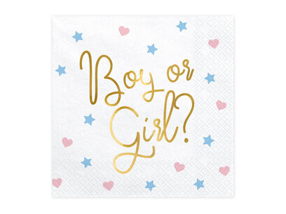 Boy or Girl Gender reveal Servetten, 20 stuks Boy or Girl Gender reveal Servetten, 20 stuks