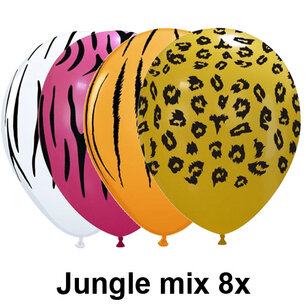 Dierenprint safari ballonnen, assorti, 8 stuks, 30cm Dierenprint safari ballonnen, assorti, 8 stuks, 30cm