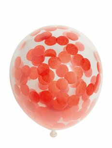 Rood Confetti ballonnen, 30cm, met XL confetti, 6 st. Rood Confetti ballonnen, 30cm, met XL confetti, 6 st.
