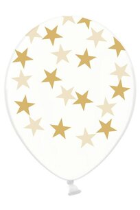 Transparant met gouden sterren Ballon, 30cm Transparant met gouden sterren Ballon, 30cm