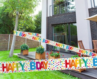 Happy B-day stippen afzetlint, 15 m Happy B-day stippen afzetlint, 15 m
