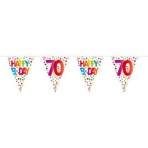 70 jaar Happy Bday Dots Vlaggenlijn, 10 meter 70 jaar Happy Bday Dots Vlaggenlijn, 10 meter