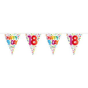 18 jaar Happy Bday Dots Vlaggenlijn, 10 meter 18 jaar Happy Bday Dots Vlaggenlijn, 10 meter