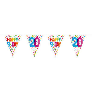 20 jaar Happy Bday Dots Vlaggenlijn, 10 meter 20 jaar Happy Bday Dots Vlaggenlijn, 10 meter