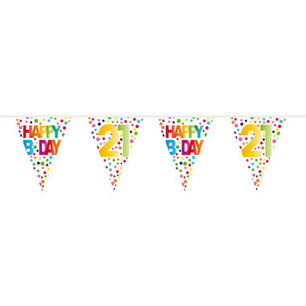 21 jaar Happy Bday Dots Vlaggenlijn, 10 meter 21 jaar Happy Bday Dots Vlaggenlijn, 10 meter