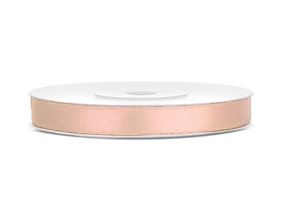 Peach (perzik) Satijn lint, 6mm, rol 25 m Peach (perzik) Satijn lint, 6mm, rol 25 m