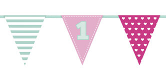 1 jaar (1st Bday) roze vlaggenlijn, 135 cm 1 jaar (1st Bday) roze vlaggenlijn, 135 cm